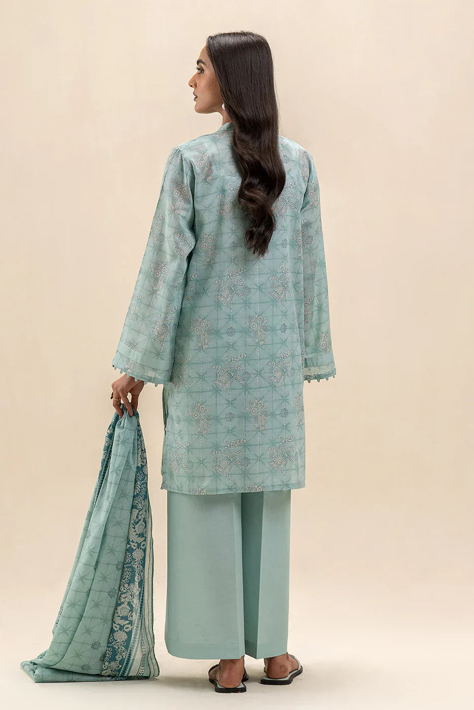 Beechtree Printed Blended Lawn Suit TURQUOISE GRACE FAR0025