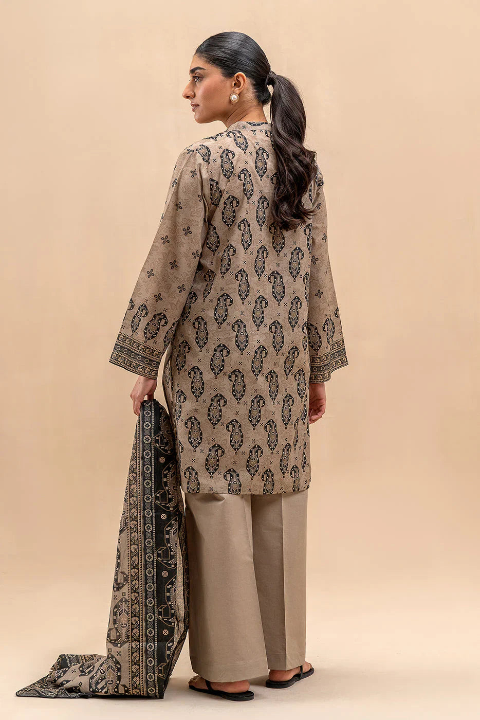 Beechtree Printed Blended Lawn Suit BEIGE VERVE FAR0027