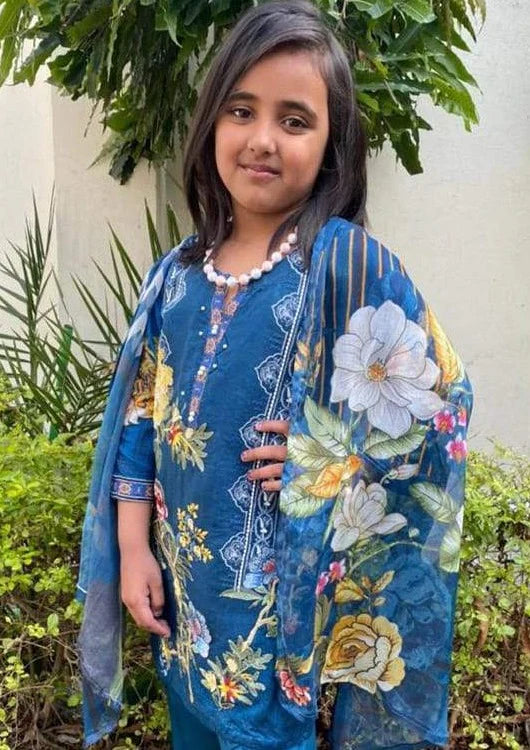 Maryam & Mariyas Kids Arabic linen 3 Piece Suit WAH0026