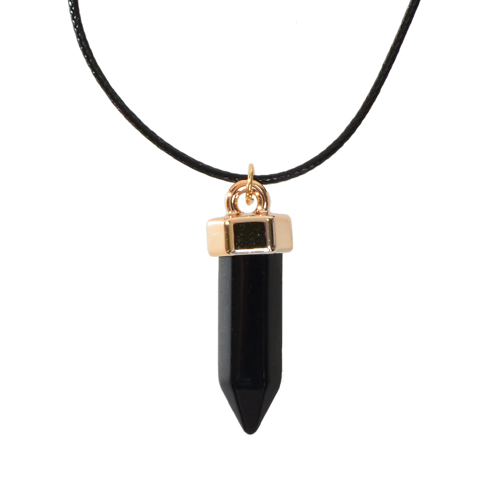 Boho Jewelry Black Leather Rope Colorful Bullet Shape Textured Pendant Necklace-6
