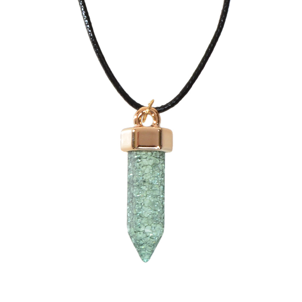 Boho Jewelry Black Leather Rope Colorful Bullet Shape Textured Pendant Necklace-4