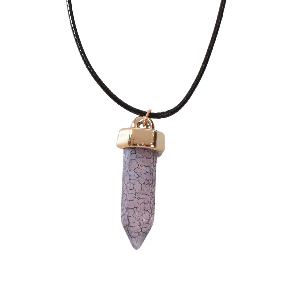 Boho Jewelry Black Leather Rope Colorful Bullet Shape Textured Pendant Necklace-7