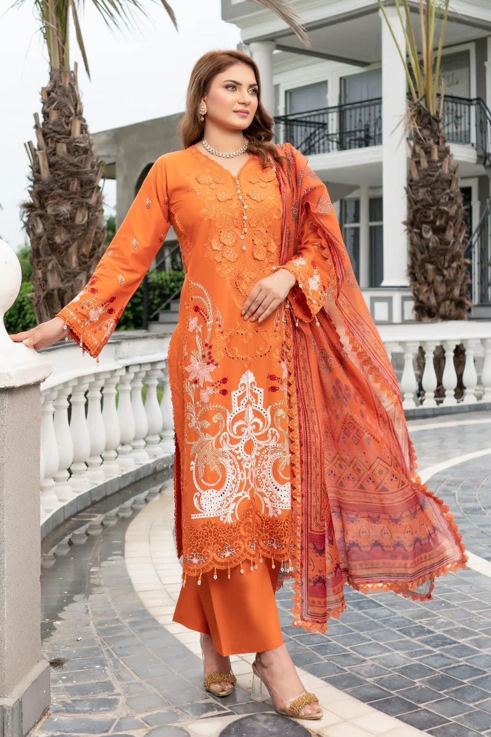 Munira Designer Embroidered Cotton Chikankari Suit FAR0003