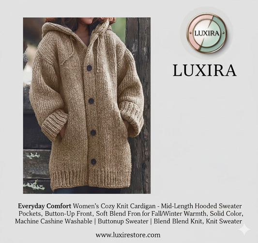 Embrace the Chill: Introducing LUXIRA's Cozy Knit Hooded Cardigan