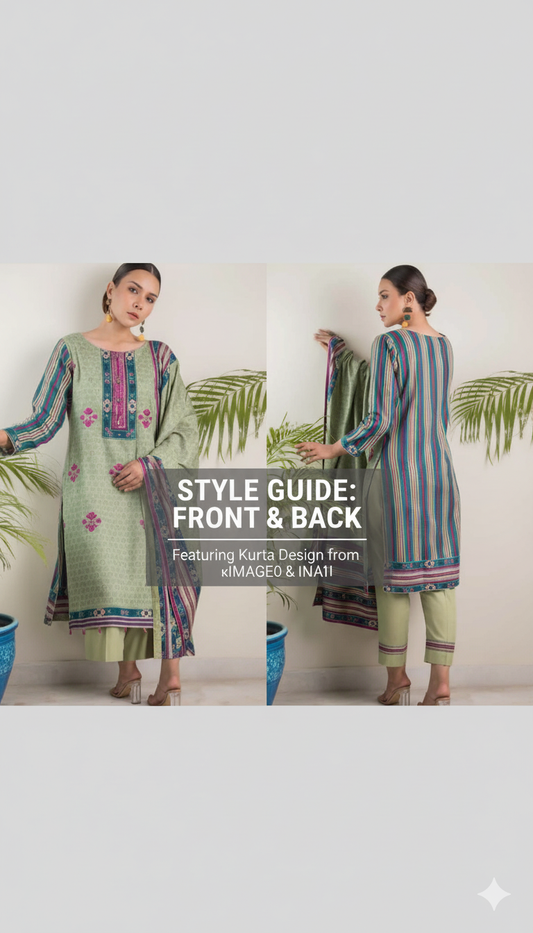 Style Guide: Modern Mint Green Kurta Set with Printed Dupatta | Ready-to-Wear Lawn Suit | Luxira Store