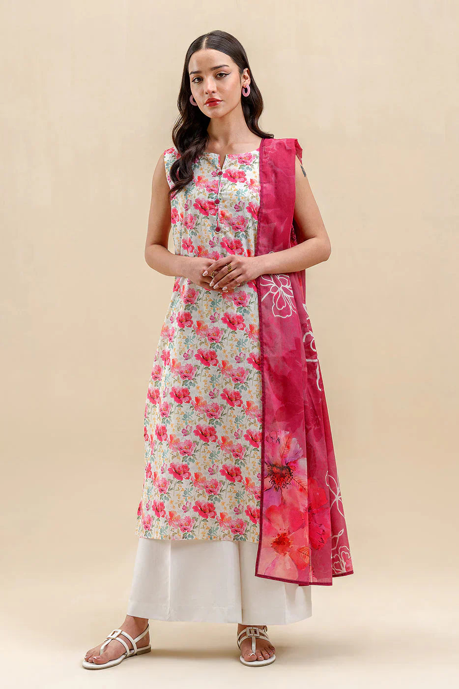 Beechtree Printed Blended Lawn Suit VERDANT HEM FAR0028