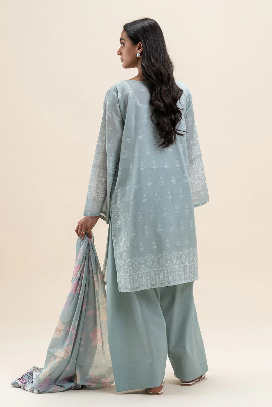 Beechtree Printed Blended Lawn Suit PISTACHIO ORCHID FAR0029