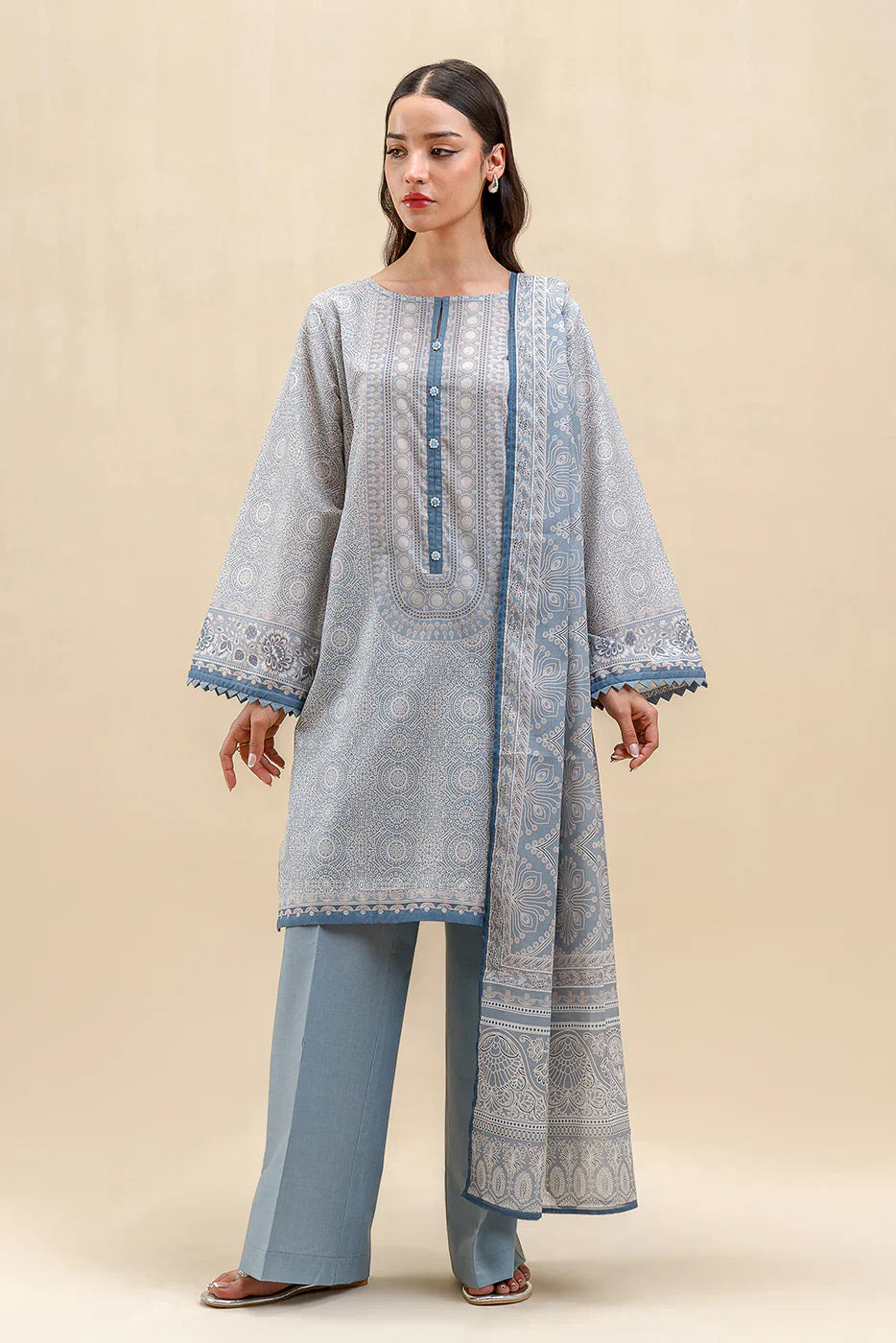 Beechtree Printed Blended Lawn Suit SERENE ORNATE FAR0030