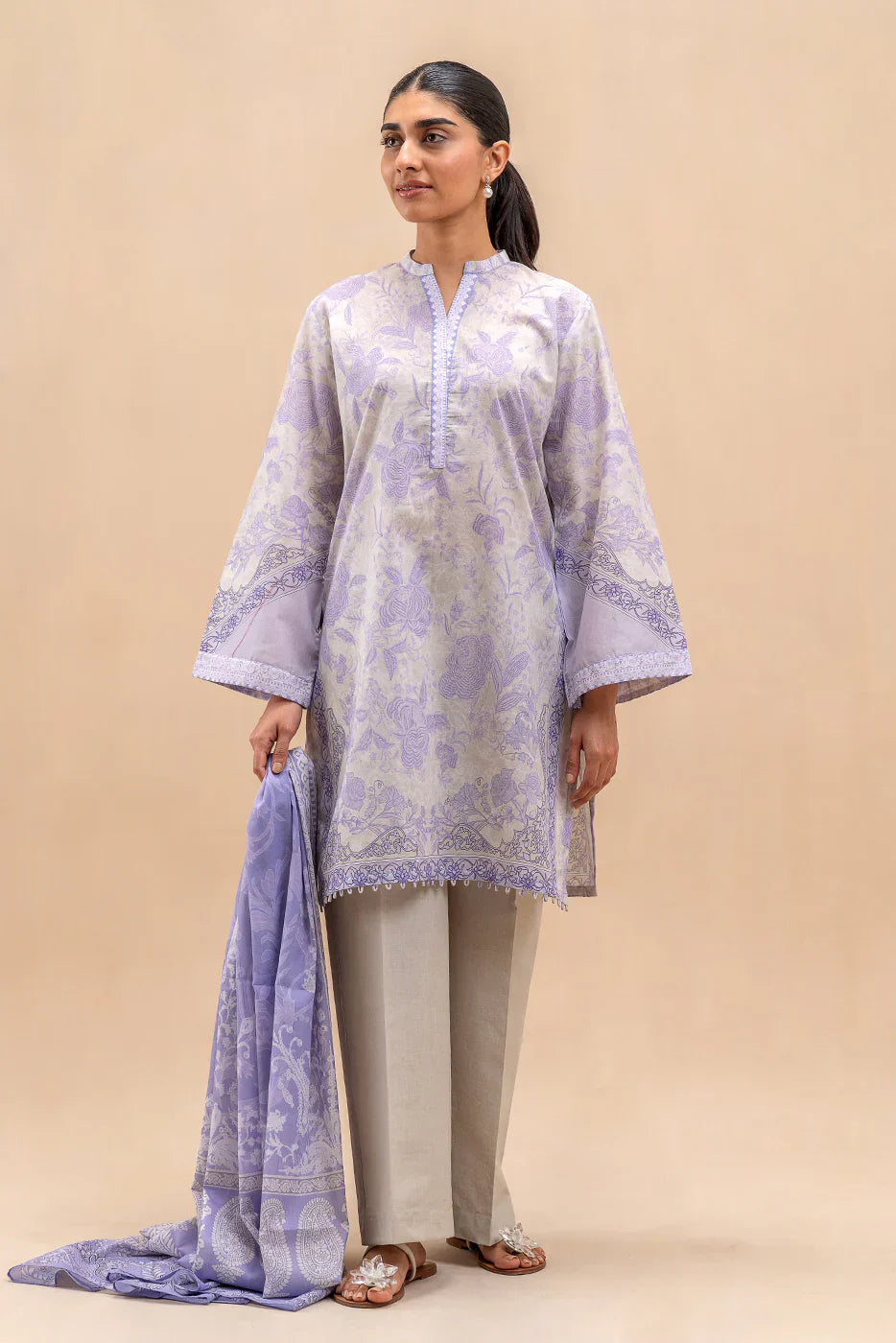 Beechtree Printed Blended Lawn Suit LAVENDER BAY FAR0026