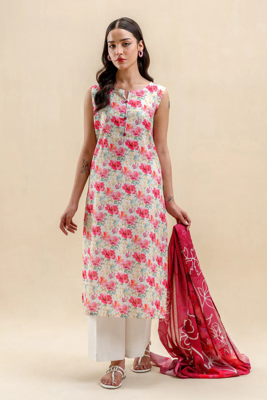 Beechtree Printed Blended Lawn Suit VERDANT HEM FAR0028