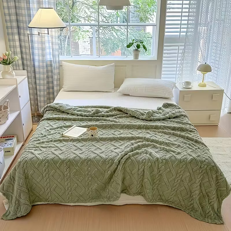 Luxury Plush Beige & White French Style Bedspread(1pc) FAR0035