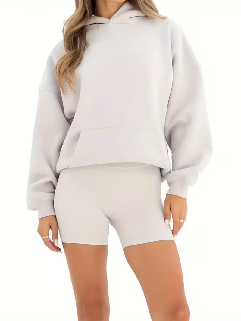 Women's Thick Hooded Sweatshirt - Oversized Loose Fit Long Sleeve Letter Print Pullover FAR0033