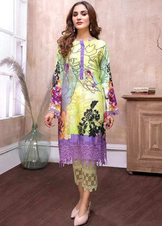 Adan Libas Digital Embroidered Lawn 1 Piece Kurti Effny WAH0006
