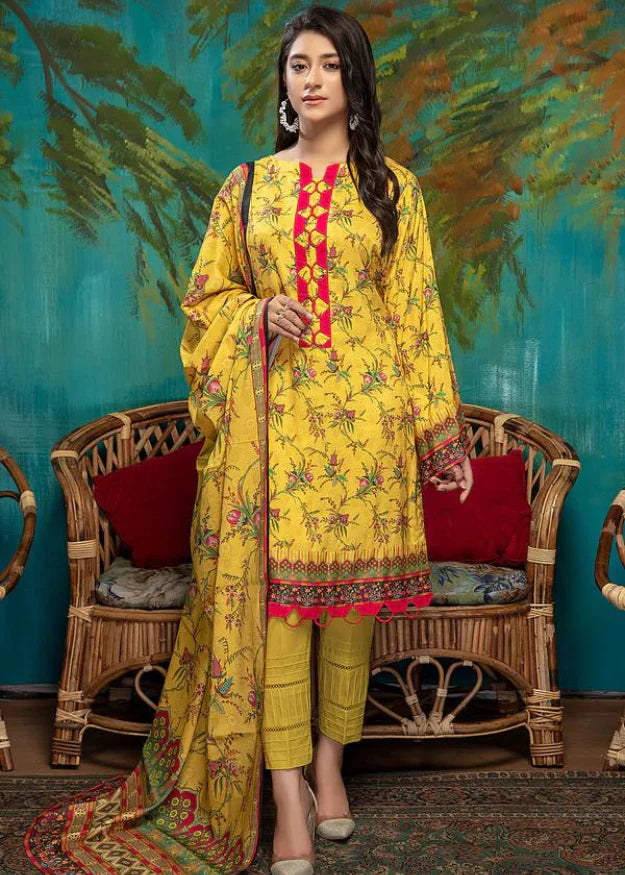 Adan Libas Digital Printed Linen 3 Piece Suit WAH0005