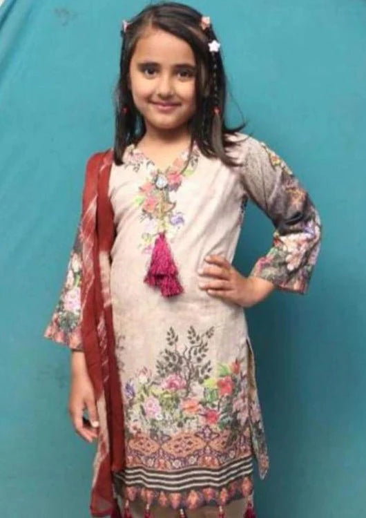Maryam & Mariyas Kids Digital Embroided Lawn 3 Piece Suit WAH0023