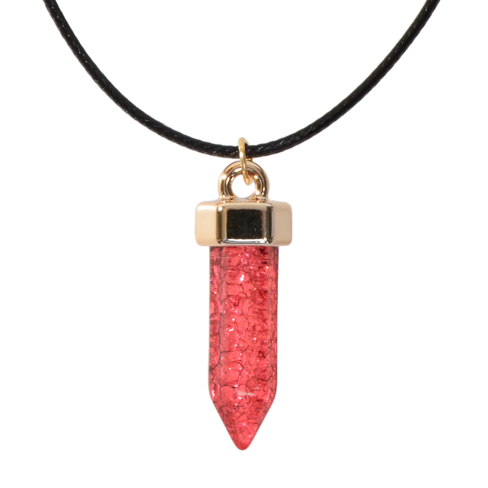 Boho Jewelry Black Leather Rope Colorful Bullet Shape Textured Pendant Necklace-5