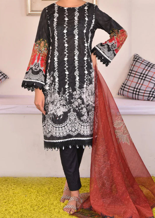 Rafia Digital Printed Embroidered Lawn 3 Piece Suit  WAH0014