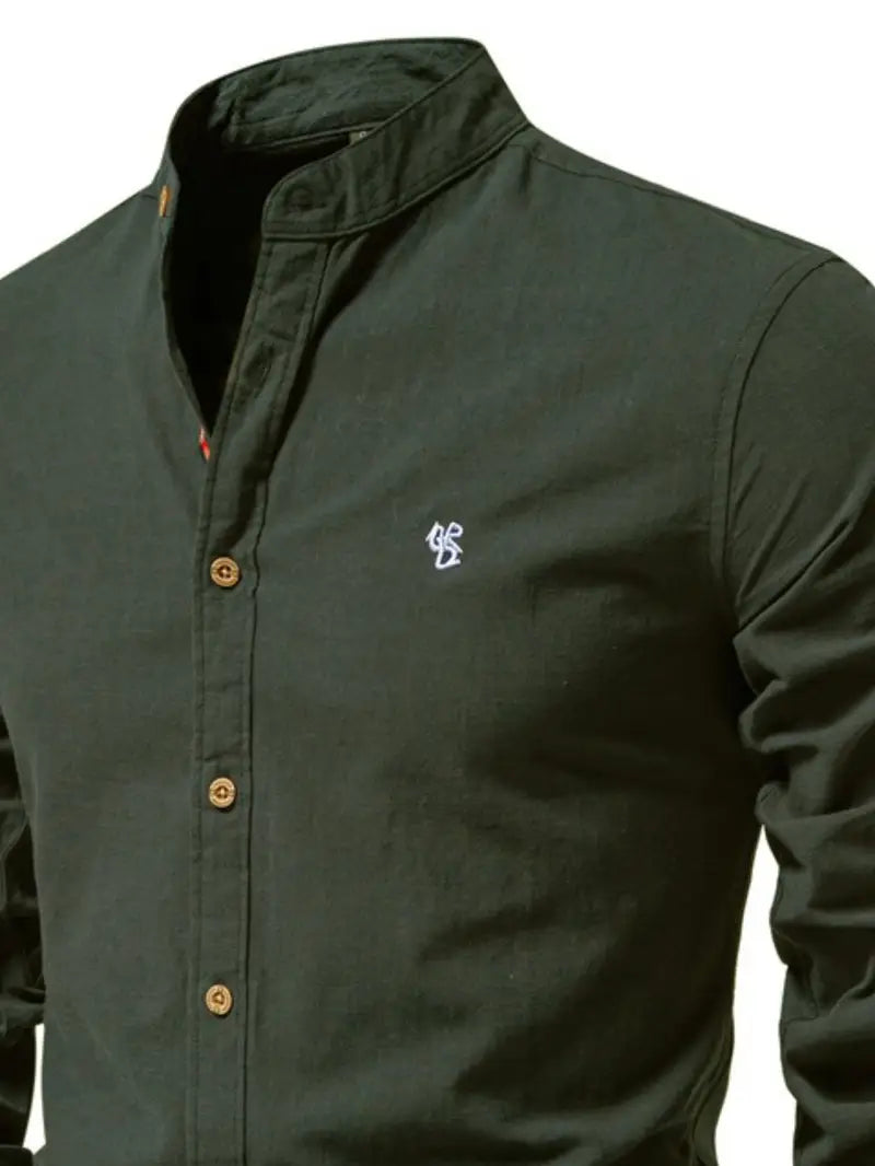 Men’s 100% Cotton Long Sleeve Shirt – Casual Button Up, Geometric Pattern, Regular Fit (LUX0020)