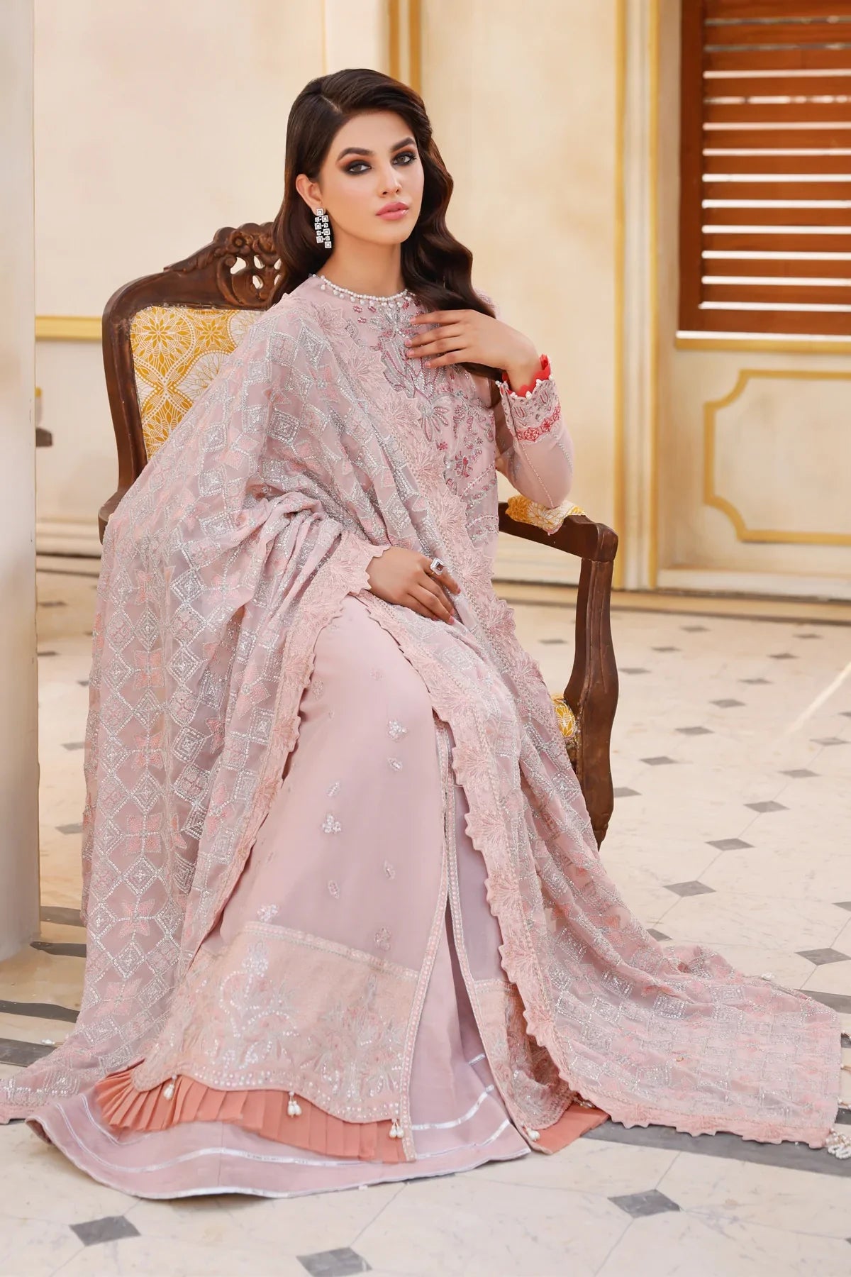 Xenia Embroidered Chiffon 3-Piece Suit  WAH0004