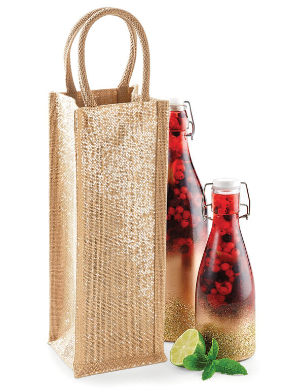 Shimmer Jute Bottle Bag