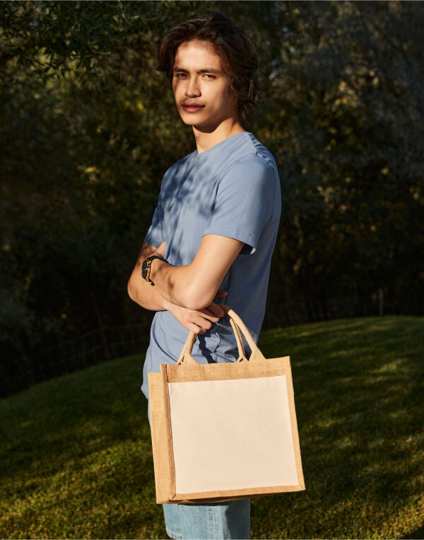 Cotton Pocket Jute Midi Tote WAH0210