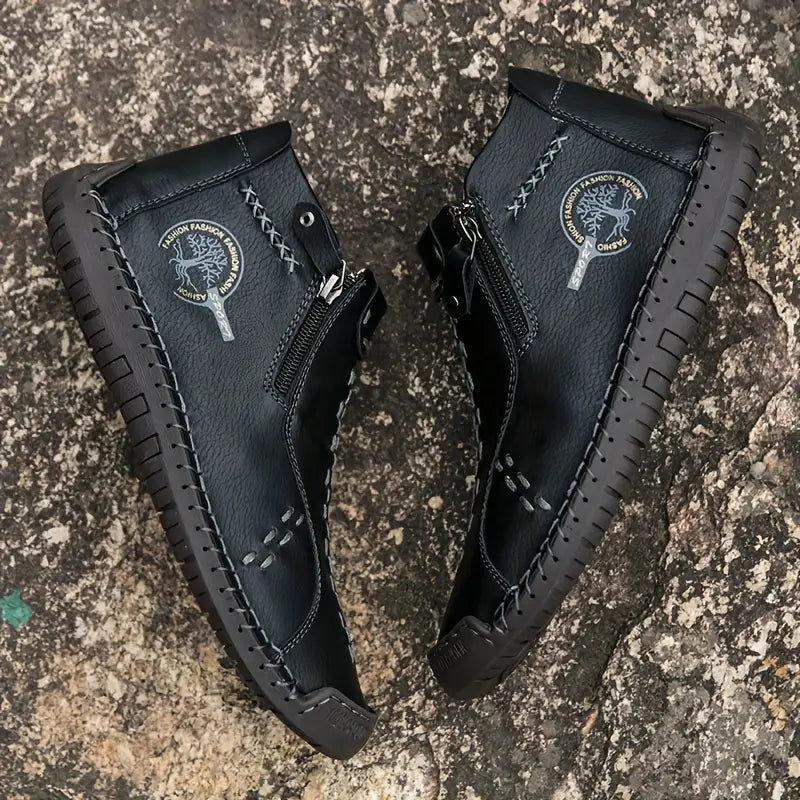 Women's Handmade Classic Stitching Ankle Zipper Shoes LUX0016