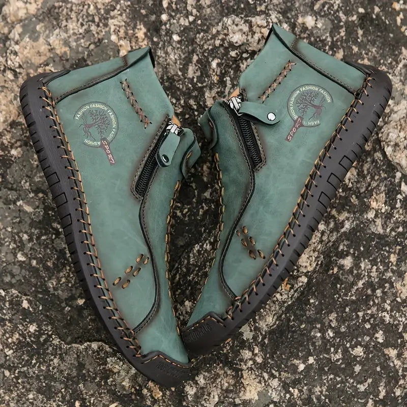 Women's Handmade Classic Stitching Ankle Zipper Shoes LUX0016