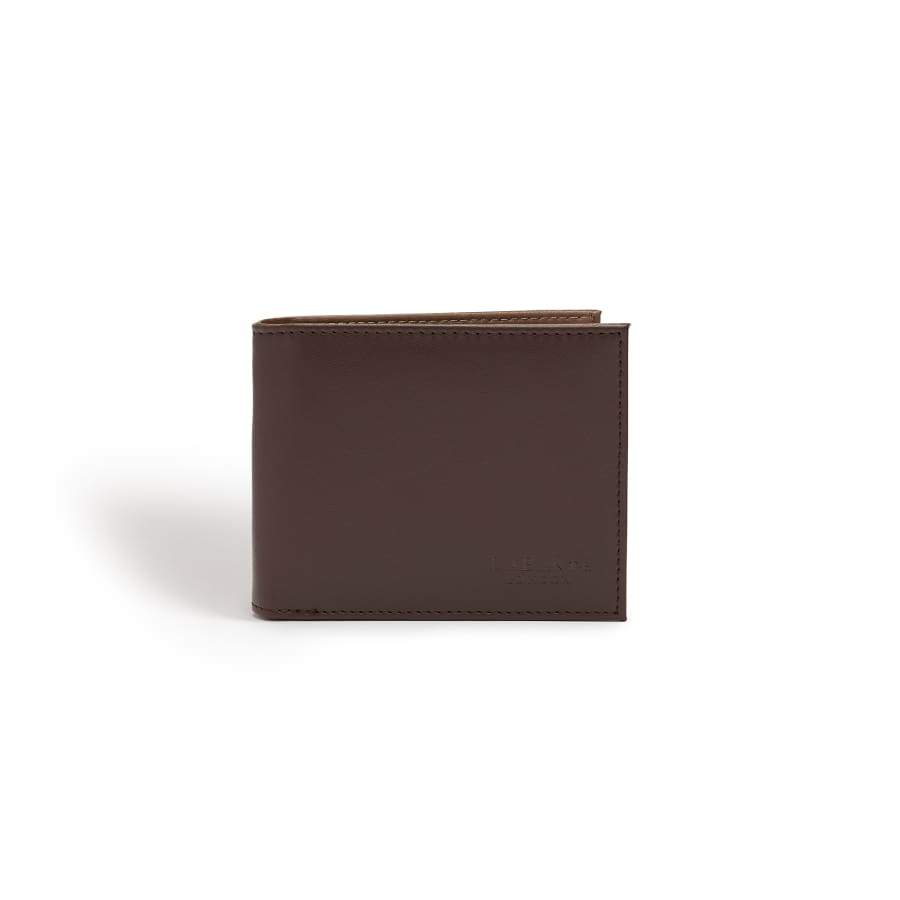 Brave Dark Brown Vegan Bifold Wallet by LaBante London – eco-friendly men's wallet made from cruelty-free microfiber leather, featuring a modern three-tone interior.