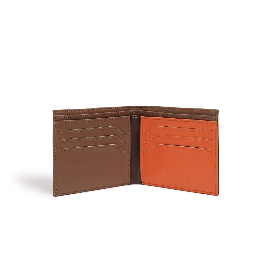 Brave Dark Brown Vegan Bifold Wallet by LaBante London – eco-friendly men's wallet made from cruelty-free microfiber leather, featuring a modern three-tone interior.