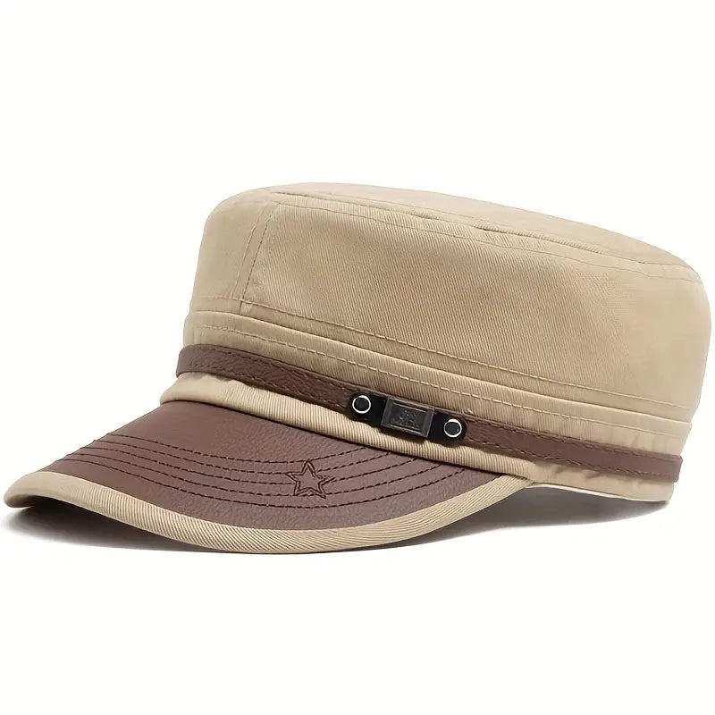 Men Breathable Cotton Sun Cap Cadet Hat Baseball Cap Army Hat LUX0019