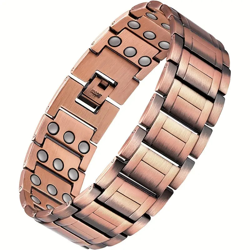 Pure Copper Magnetic Bracelet with 3 Rows Neodymium Magnets – Adjustable Men’s Wellness Gift LUX0021