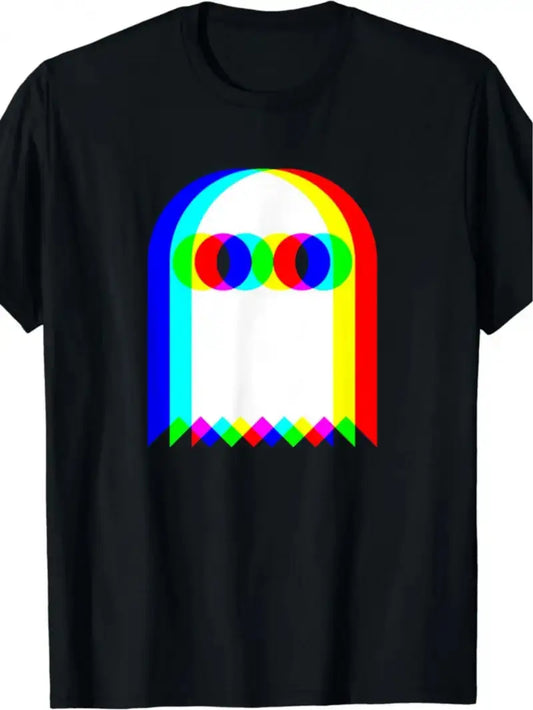 Men's Retro Pixel Graphic cotton T-Shirt with Colorful Spectrum Print LUX0012