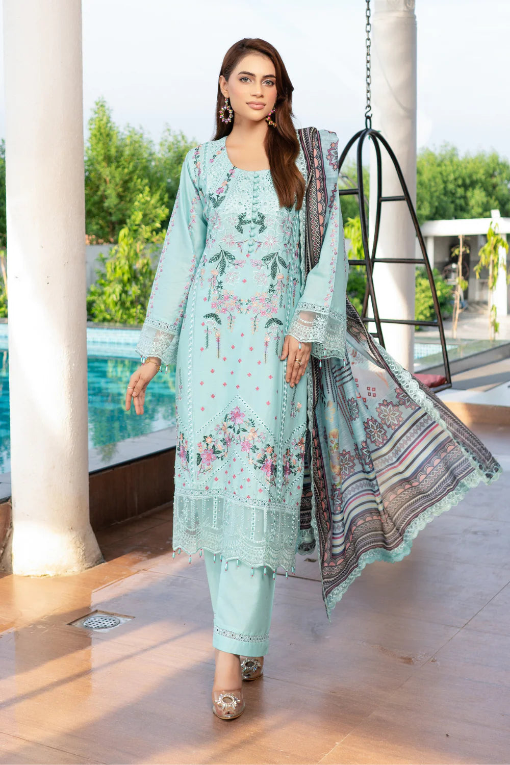 Munira Designer Embroidered Cotton Chikankari Suit FAR0006