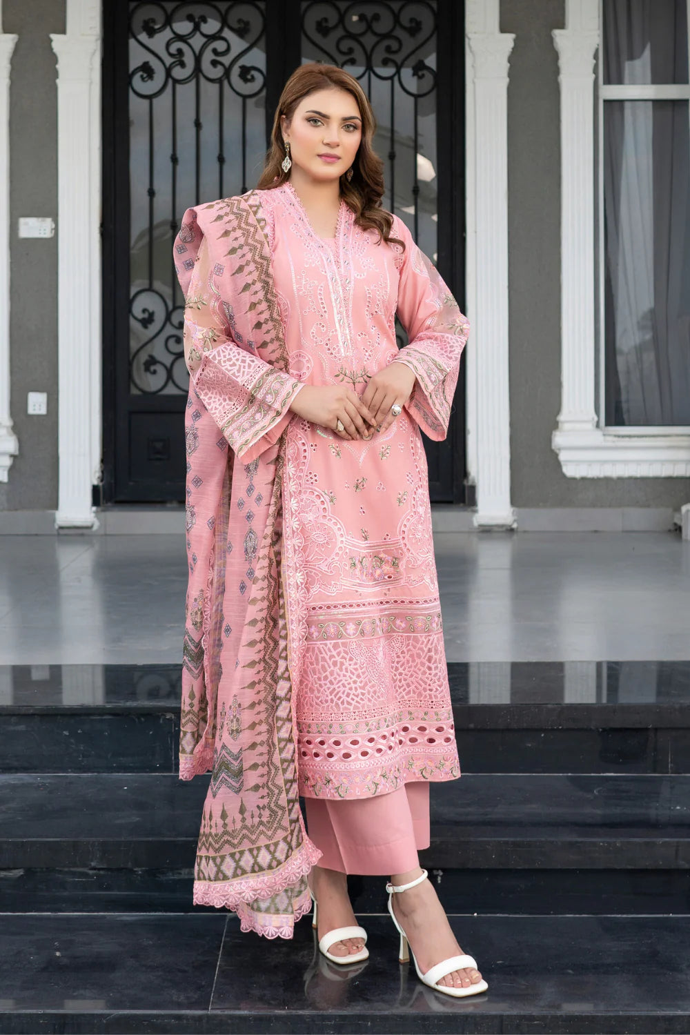 Munira Designer Embroidered Cotton Chikankari Suit FAR0007