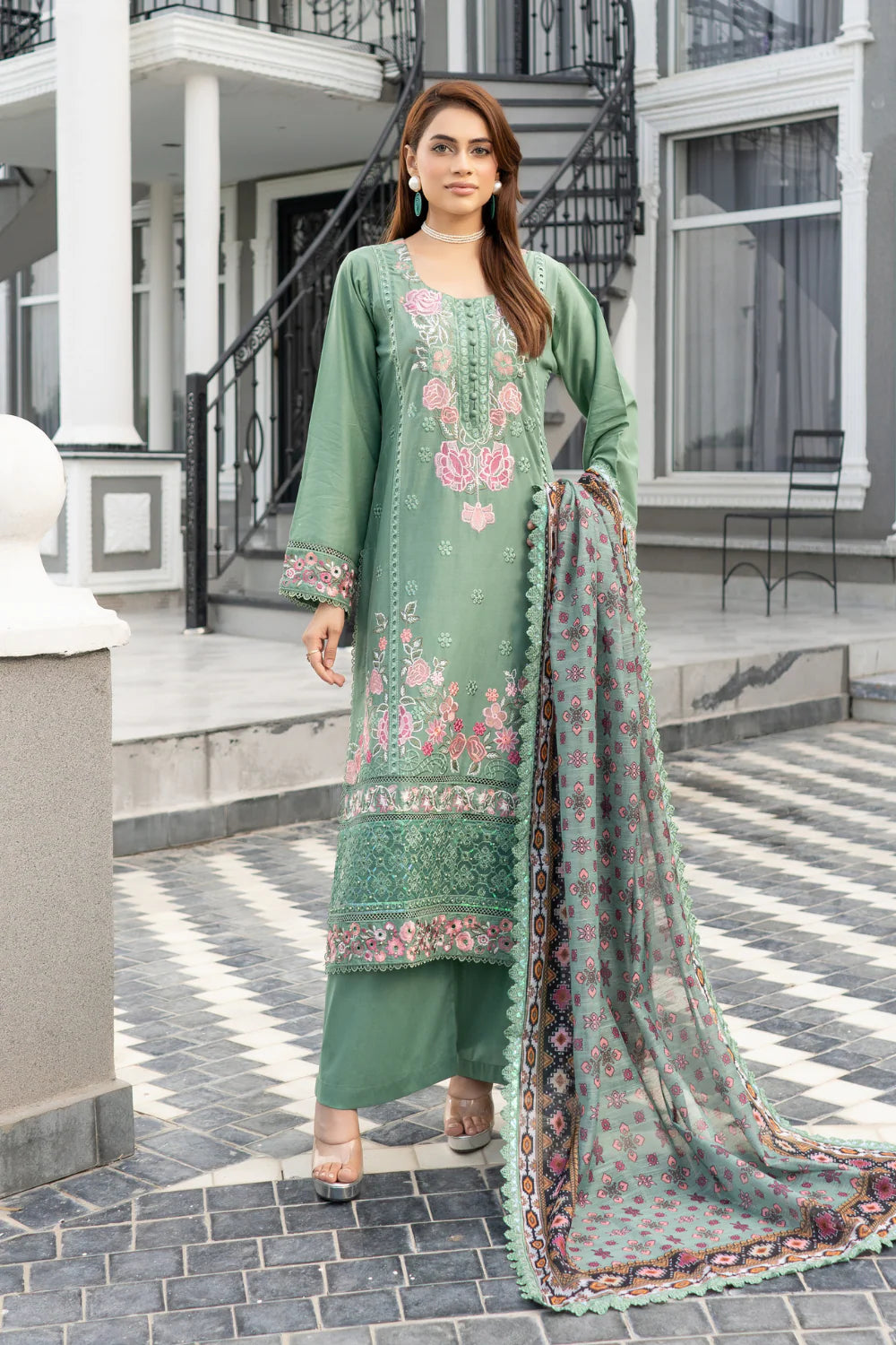 Munira Designer Embroidered Cotton Chikankari Suit FAR0005