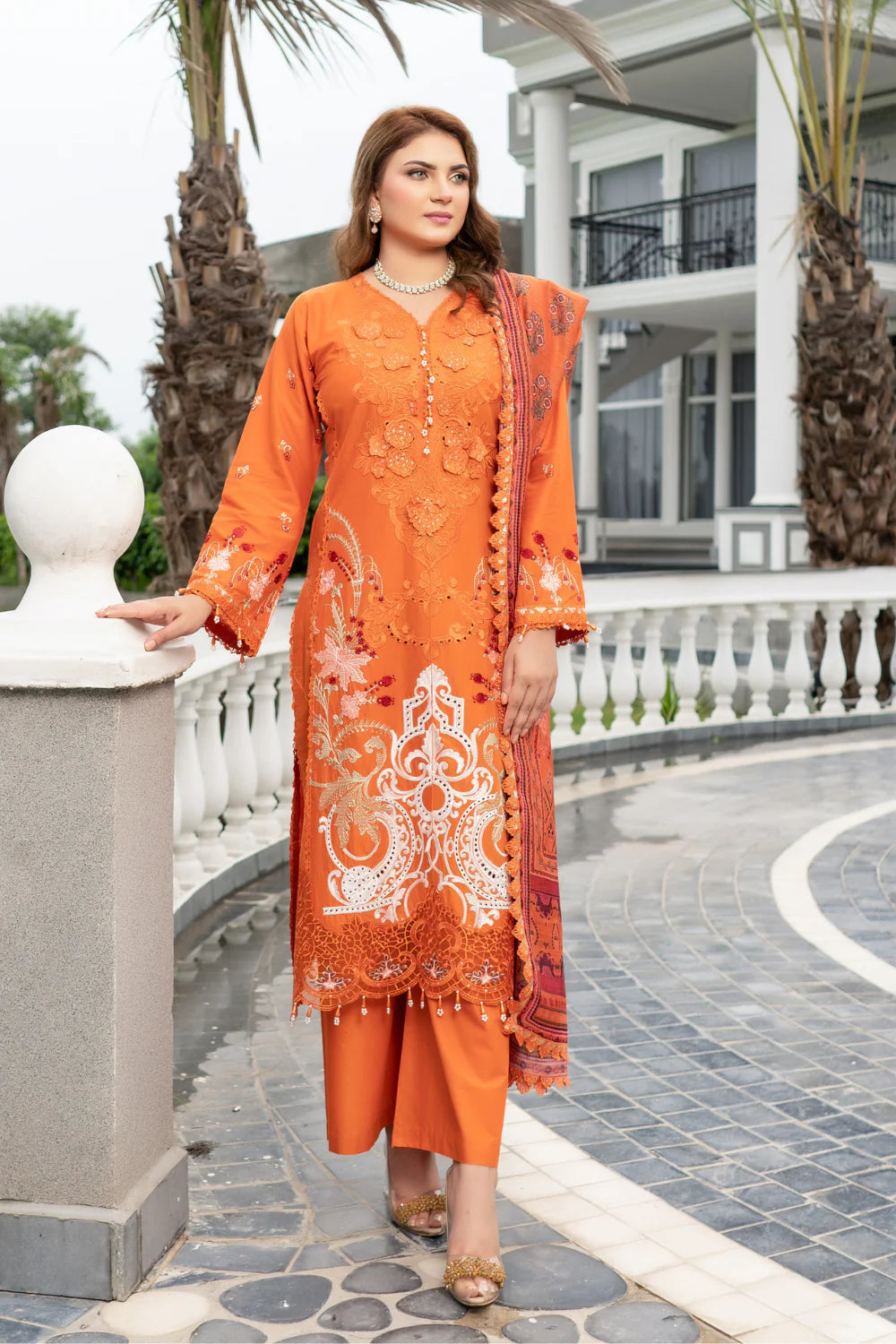 Munira Designer Embroidered Cotton Chikankari Suit FAR0003