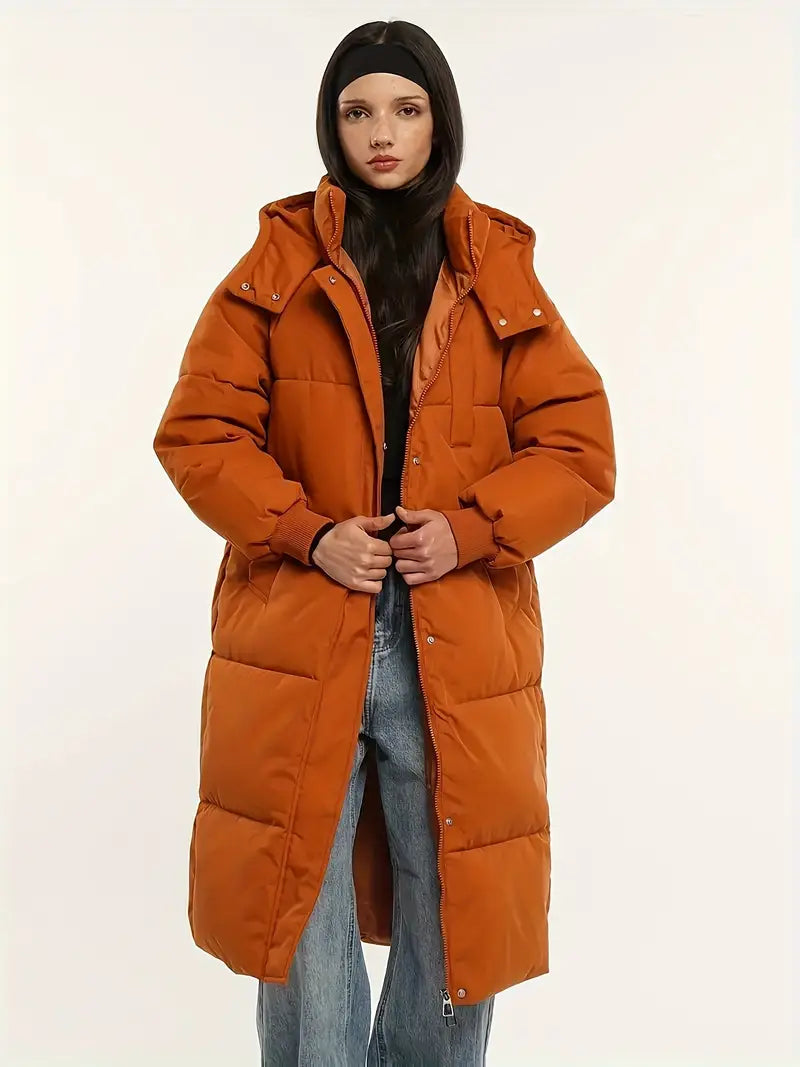 Classic Hooded Long Puffer Coat for Women LUX0013