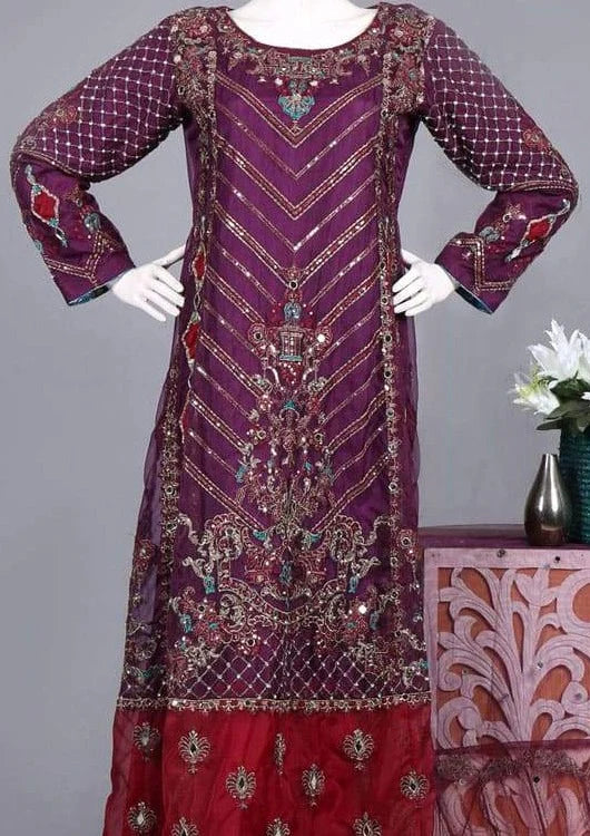 Rafia Embroidered with Pure Tissue Long Frock WAH0030