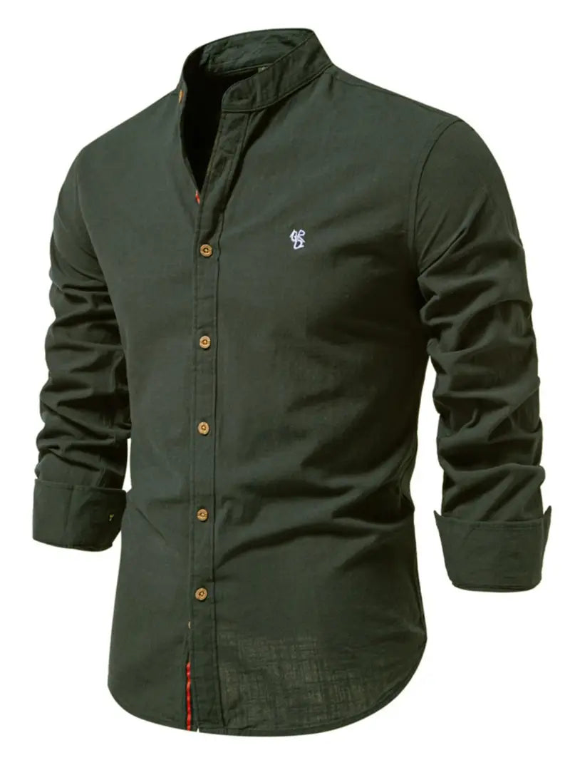 Men’s 100% Cotton Long Sleeve Shirt – Casual Button Up, Geometric Pattern, Regular Fit (LUX0020)