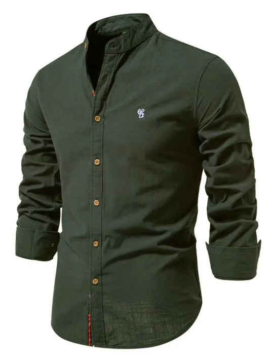 Men’s 100% Cotton Long Sleeve Shirt – Casual Button Up, Geometric Pattern, Regular Fit (LUX0020)