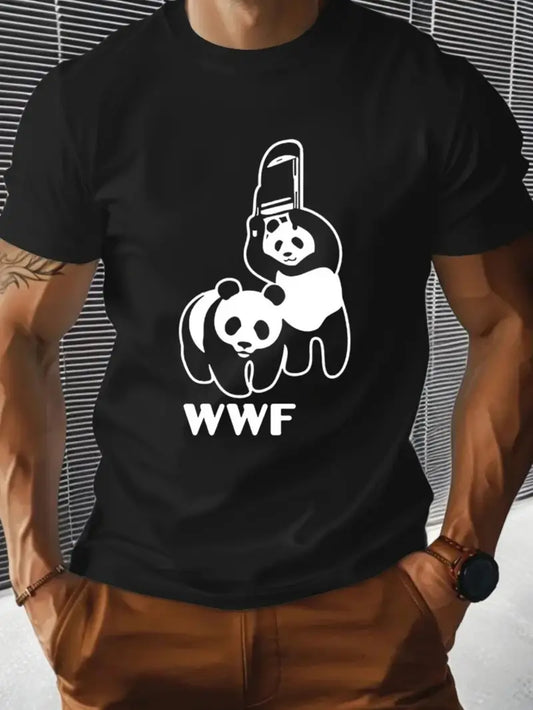 Cute Geometric Panda Pattern Printed T-shirt LUX0009